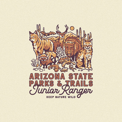 Arizona State Parks & Trails | Junior Ranger apparel design apparel graphics branding collection desert design graphic art graphic design hand drawn illustration merch design merchandise nature outdoor parks print design product design vintage