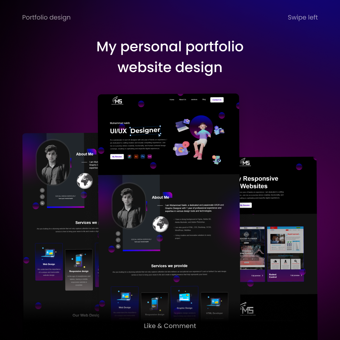 Personal Portfolio website design by Mohd Sakib on Dribbble