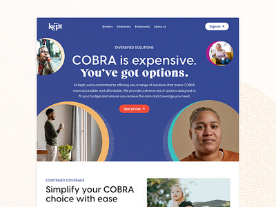Kept, Inc. | COBRA and Off-Boarding Solutions for Employees design graphic design health health services healthcare healthtech responsive design saas ui visual design web design webflow