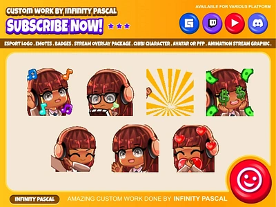 👧🏽Custom Chibi Cute Girls Animated Emotes👧🏽 animation character illustration chibi style concept artwork custom design custom emotes twitch design digital artwork discord emotes facebook emotes freelancer graphic design illustration loyalty badges motion graphics open commission original character streamer unique youtube emotes