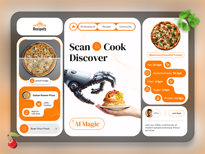 Recipefy - AI-Powered Kitchen Assistant ai artificial intelligence cook cooking design food food app food recipe graphic design landing page machine learning recipe recipe app recipes ui ux web web application webdesign website