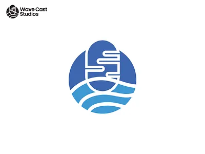 Wave Cast Studios branding design graphic design logo logo design logo designer logo inspiration logo inspirations logos logotype mic logo podcast logo podcast logo design podcast logo designs wave logo