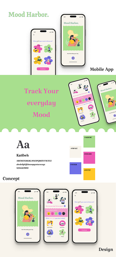 Mood Harbor - Mood Tracking App appdesign appui design graphic design illustration moodapp ui