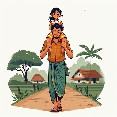 Father and Daughter ❤️ 2d artwork flat graphic design illustration vector