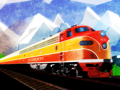 velocity... angular illustration locomotive mountains noise semi deco shunte88 vector