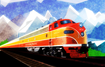 velocity... angular illustration locomotive mountains noise semi deco shunte88 vector