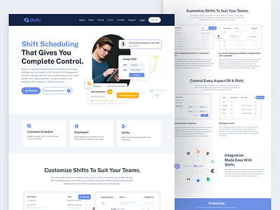 Employee Time Schedule SaaS landing Page employee home page landing page management saas saas web saas web design saas website shift shifting task task management time schedule time scheduling uiux uiux design web design