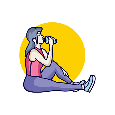 Workout Woman Drink Water Illustration aerobic beautiful cartoon character design drink fit fitness girl graphic design gym illustration lady pilates sport vector woman women workout yoga