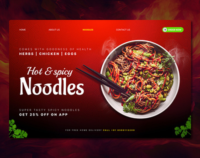 Spicy Noodles UI/UX Banner Design banner branding figma food graphic design photoshop ui uiux