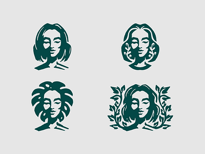 Hairstyle sketches for logo beauty character eco girl logo logotype monstera nature woman