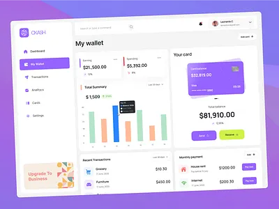 My wallet Dashboard dash design illustration landingpage logo ui vector