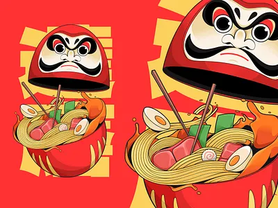 Daruma x Ramen brand branding design graphic design illustration tshirt vector