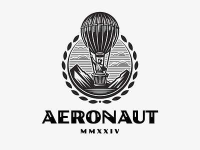 Aeronaut aerostat air balloon concept design illustration logo