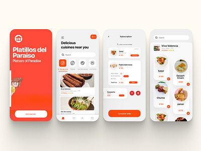 Spanish Food Delivery App cuisine delivery food app red theme spanish ui ux