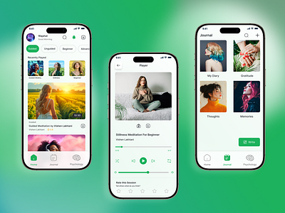 Mindful Life – Mobile App for Meditation & Wellness animation app guided meditation journaling meditation meditations mobile app product design ui ui ux ux