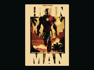 Iron man Movie Poster Design design graphic design iron man movie poster pop poster design red ui ux