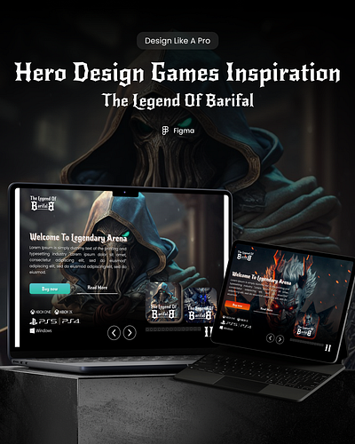 Hero Design Games Website | The Legend Of Barifal. 3d animation graphic design motion graphics ui