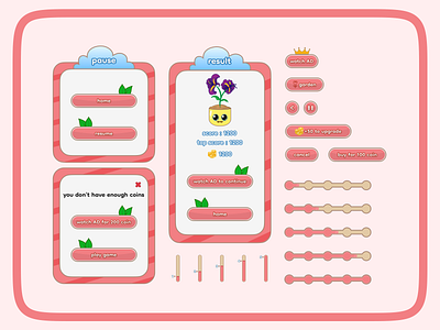 Game UI Components app app design branding component cute design element game game ui gamification graphic design illustration logo pink ui ui game uiux ux web webdesign