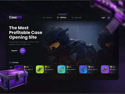 CS:GO Case Trading Marketplace UI Design affiliate branding cases counter strike cs cases cs go cs skins egaming gambling game assets graphic design marketplace skin trading skins ui