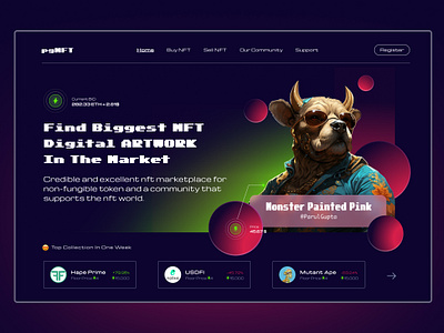 NFT Website design dark mode nft retro ui uiux ux website design