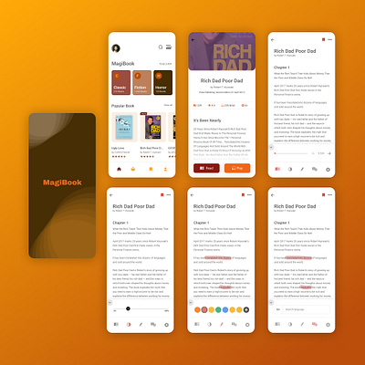 MagiBook E-Book App e book design figma mobile application ui ux