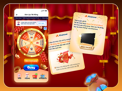 Lucky Wheel Game - Ahamove's Tết 2024 Project app game game design game sharing game ui gamification gamify illustration luckywheel share sheet tết ui uikit uitoolkit