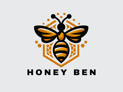 Honey Ben Logo branding entertainment flat flower fly honey honey ben hornet insect logo logo for sale sting ui ux vector wasp yellow
