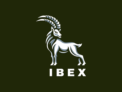 Ibex Logo animal logo branding capricorn character color flat goat graphic design green horn ibex logo modern mountain typography ui unique ux vector wildlife