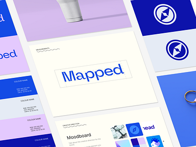 Mapped - Brand Identity blue bran identity brand brand guide branding compass coordinates map moodboard purple visual identity