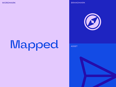 Mapped - Brand Identity arrow blue brand branding brandmark compass graphic design logo map purple royal blue visual identity wordmark