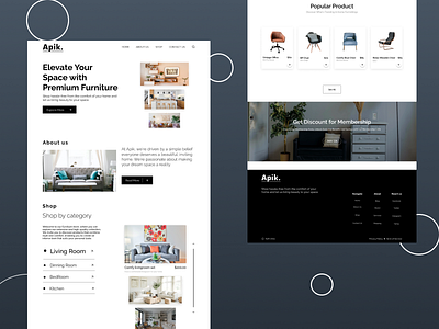 Apik Furniture Landing Page furniture futuristic landing page luxury minimalist mockup ui uiux ux design website