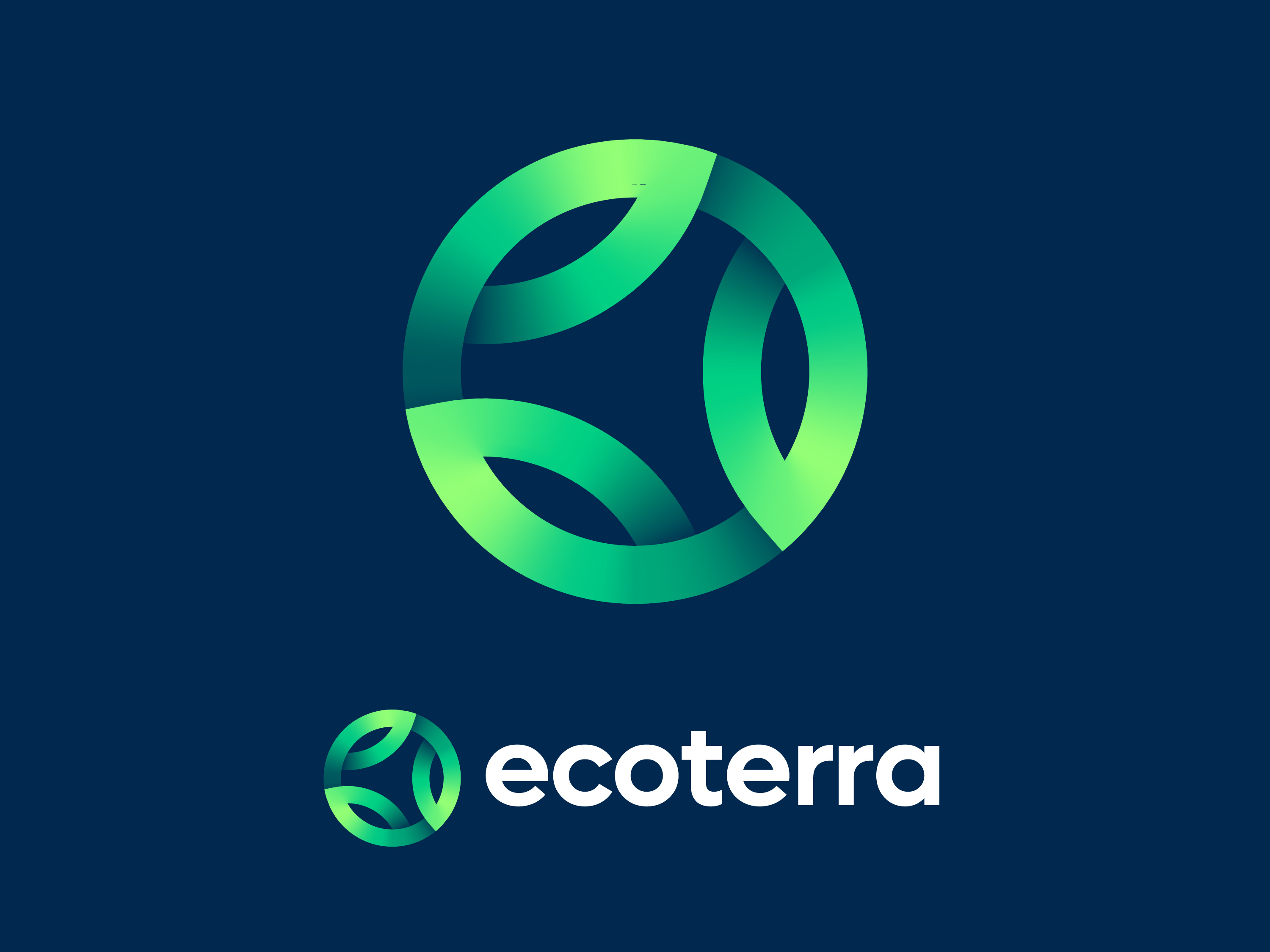 Ecoterra logo (for sale) blockchain branding circle crypto earth eco ecology energy for sale free green icon leaf leaves logo nature recycling renewable tech terra