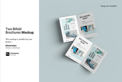 Two Bifold Brochures Mockup realistic