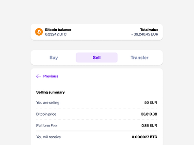 Receipt screen for sell Bitcoin bitcoin buy desktop receipt screen sell summary transfer ui