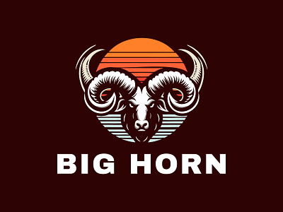 Big Horn Logo african beautiful big male branding exclusive graphic design grass great goa hunter logo mountain goat rare animal spiral horned antelope ui ux vector zoo