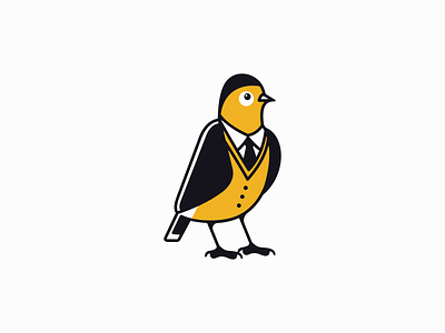 Elegant Bird Logo animal bird branding cartoon cute design elegant emblem icon identity illustration kids logo mark mascot suit symbol tie vector wings