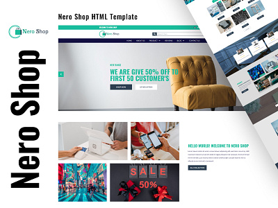 Nero Shop : Responsive ECommerce Website Templates [Free] animation branding ecommerce ecommerce site ecommerce store ecommerce website ecoomerce tempalte free template graphic design html template logo online website ui woocommerce template