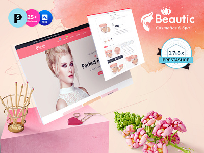 Beautic – Cosmetics & Spa – eCommerce Responsive Theme beautic beauty bridal cosmetics design ecommerce illustration makeup opencart prestashop shopify spa template templatetrip woocommerce wordpress