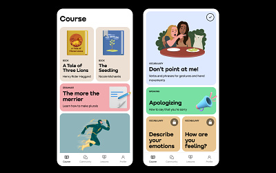Promova: Course Feed app clean design illustration typography ui