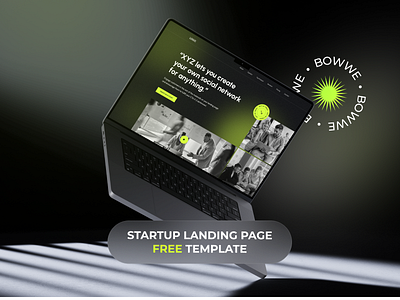 💚 FREE TEMPLATE 💚 Startup Landing Page branding business free template graphic design green icons landing page landing page design neon neons small business startup tech template ui web web design web designer website website design