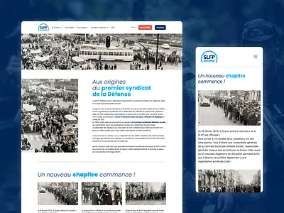 SLFP - Défense - Website Design army belguim blue clean corporate defense design desktop mobile odoo project responsive slfp ui union ux web website white