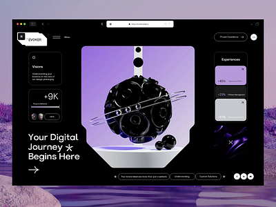 Evoker Website UI /UX 2024 3d abstract animation graphic landing page modern page product studio ui ui design uiux user experience user interface ux web web design website