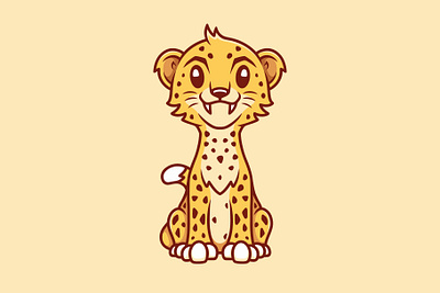Cute Cheetah Kawaii Logo Template brand identity branding cartoon creative design cute illustration illustrative logotype jaguar kawaii logo logo design logo template mascot tiger vector