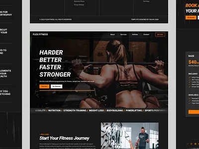 FlexFitness - Fitness Framer Template branding design exercise fitness framer gym template ui user experience user interface ux web design website