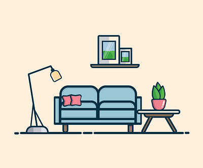 Living Room | Flat Design adobeillustartor art design digitalart figma flatdesign illustration livibgroomdesign ui uidesign uidesigner uiux vector