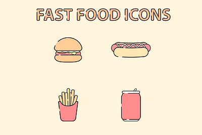 Cute Fast Food Icons icon vector