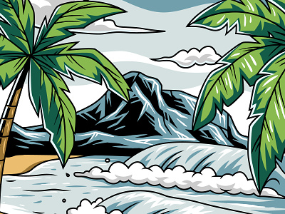 Beach apparel beach clothing commission illustration landscape sea t shirt t shirtdesign tee tree vector vectorart