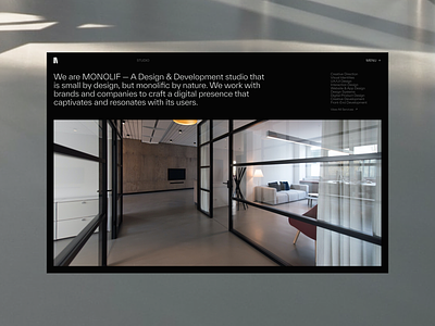 MONOLIF - Studio about branding dark design desktop image info minimal studio typography ui ux website