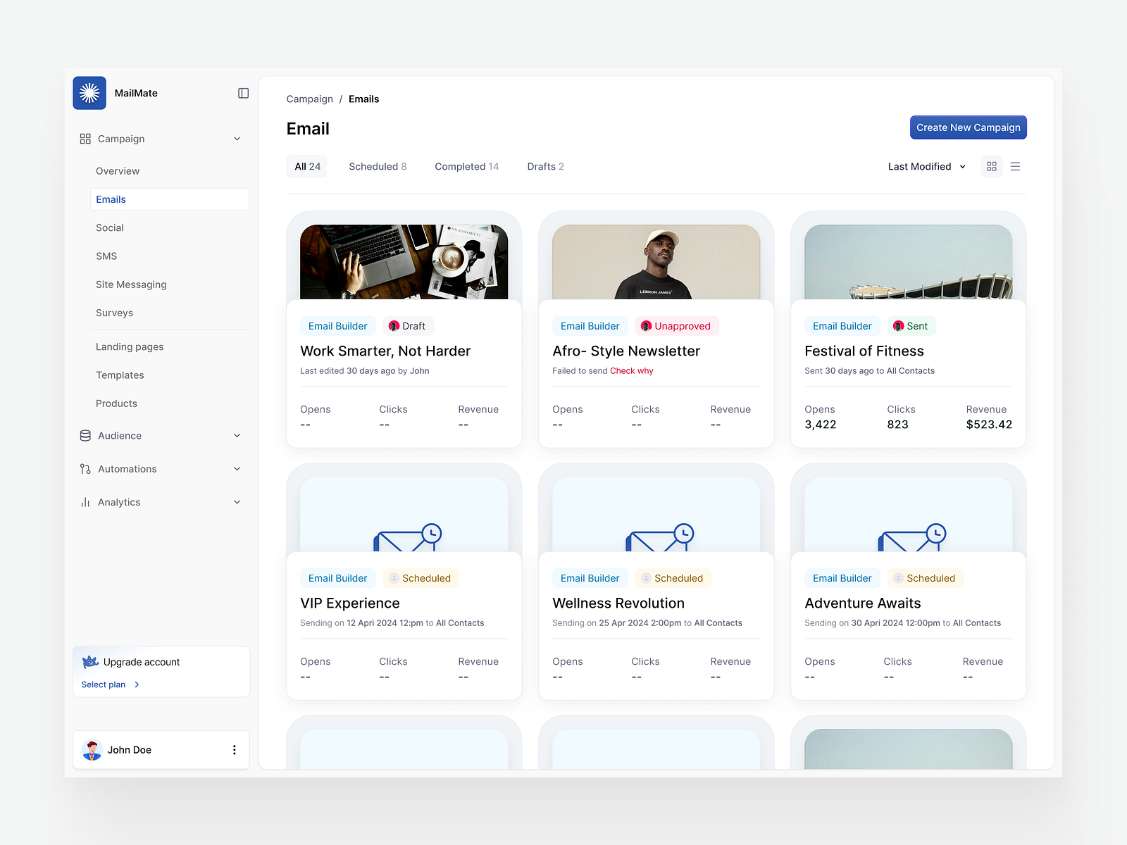 SendBlaster email campaign tracking dashboard