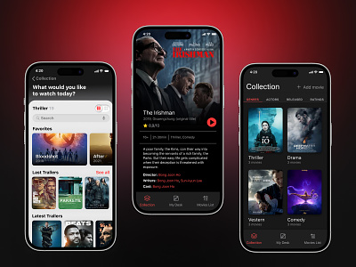 Mobile app for watching movies app design film finance graphic design logo thrillers ui ux